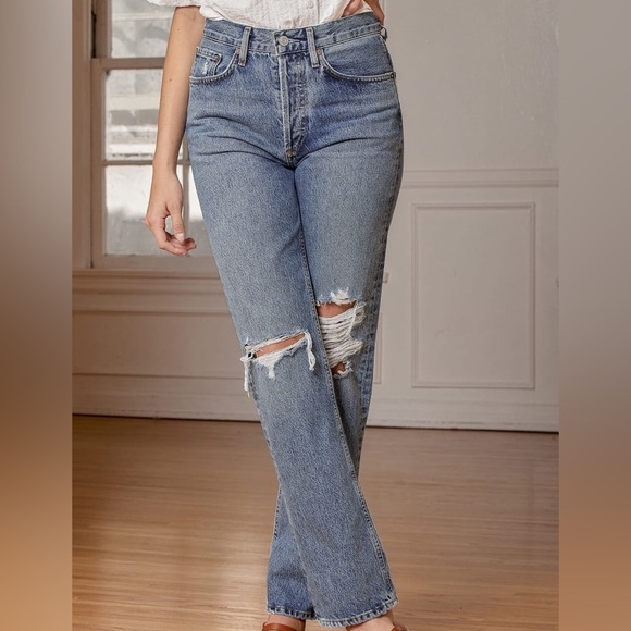 Agolde Denim - AGOLDE Distressed mid rise jeans